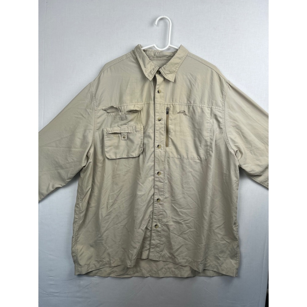Natural Gear Mens Fishing Shirt Vented Ripstop Long Sleeve Tan 2XL